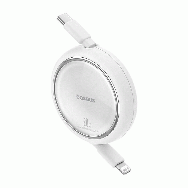Navíjecí kabel Baseus Free2Pull USB-C/Lightning s nastavitelnou délkou až 1m 20W, bílá
