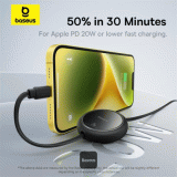 Navíjecí kabel Baseus Free2Pull USB-C/Lightning s nastavitelnou délkou až 1m 20W, černá