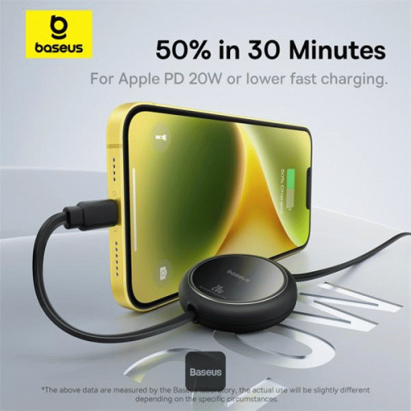 Navíjecí kabel Baseus Free2Pull USB-C/Lightning s nastavitelnou délkou až 1m 20W, černá