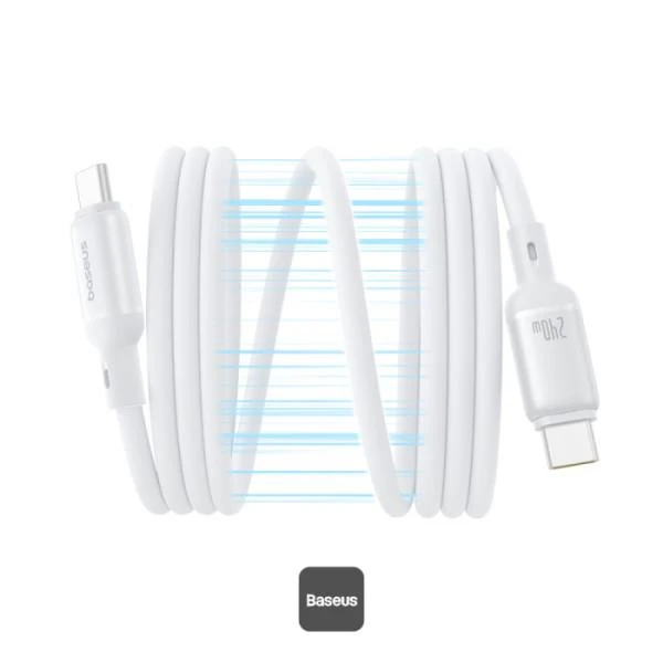 Magnetický kabel Baseus PicoGo USB-C/USB-C 1m 240W, bílá