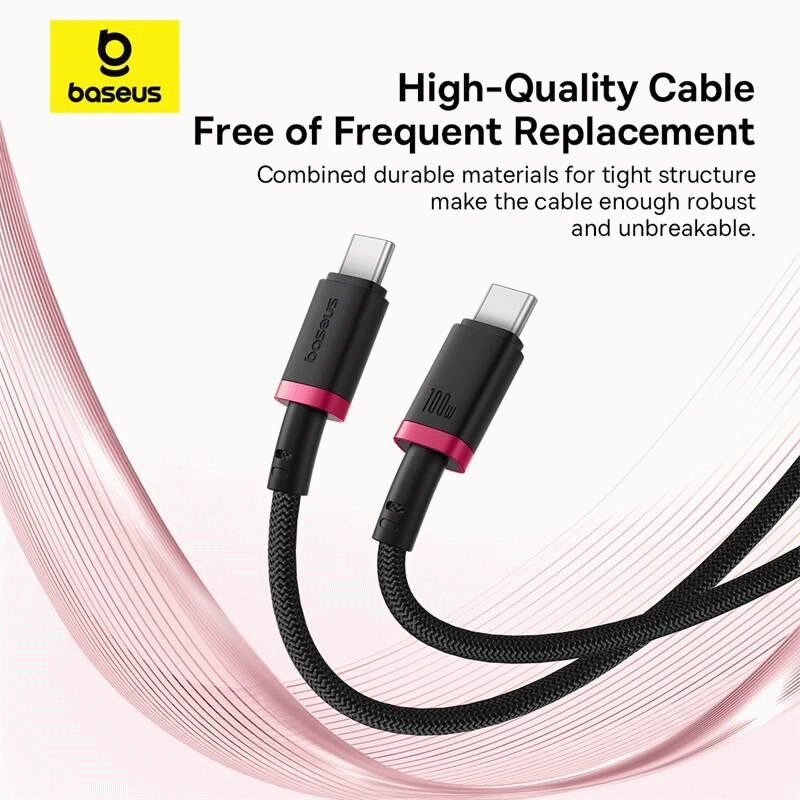 Kabel Baseus Dura USB-C/USB-C 2m 100W, červeno/černá