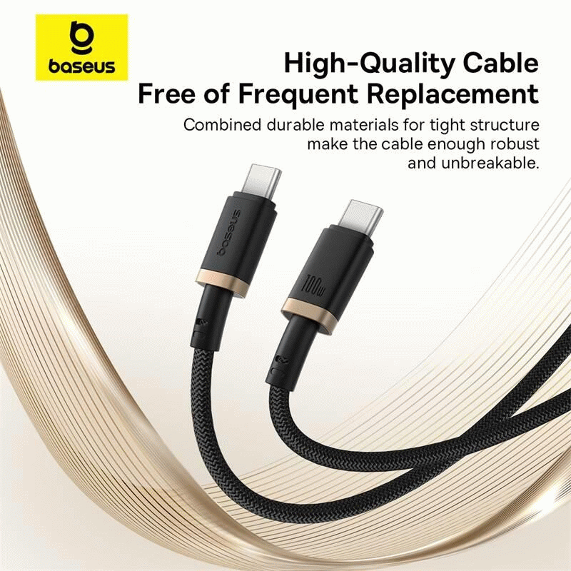 Kabel Baseus Dura USB-C/USB-C 2m 100W, černá/zlatá