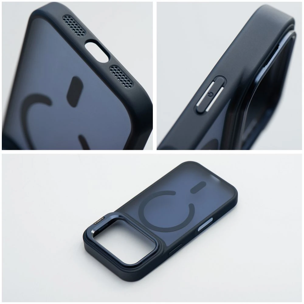 Case for iPhone 17 Pro Max / 18 Pro Max Forcell F-Protect Shadow Stand Premium compatible with MagSafe navy blue