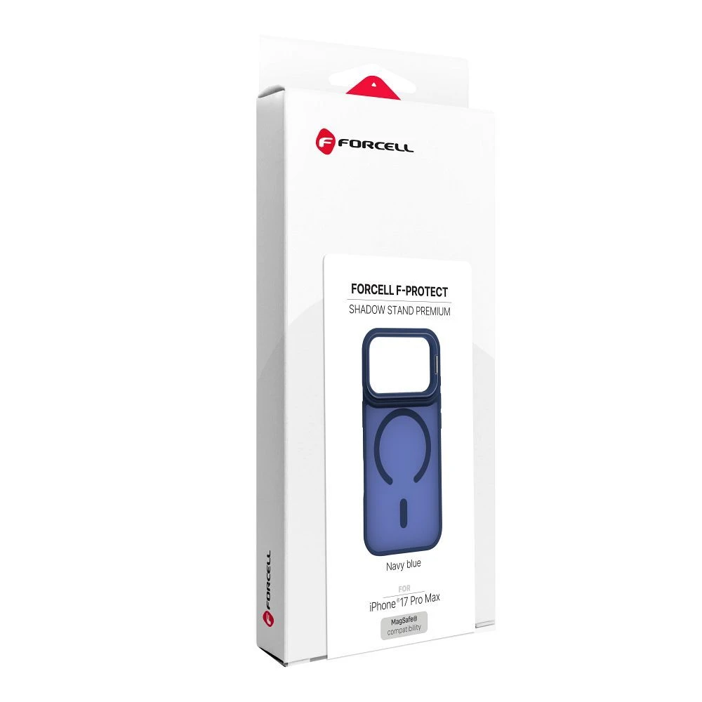 Case for iPhone 17 Pro Max / 18 Pro Max Forcell F-Protect Shadow Stand Premium compatible with MagSafe navy blue