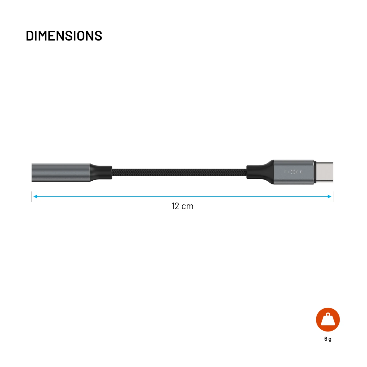 Redukce z hliníku FIXED Link USB-C na 3,5mm jack, space gray