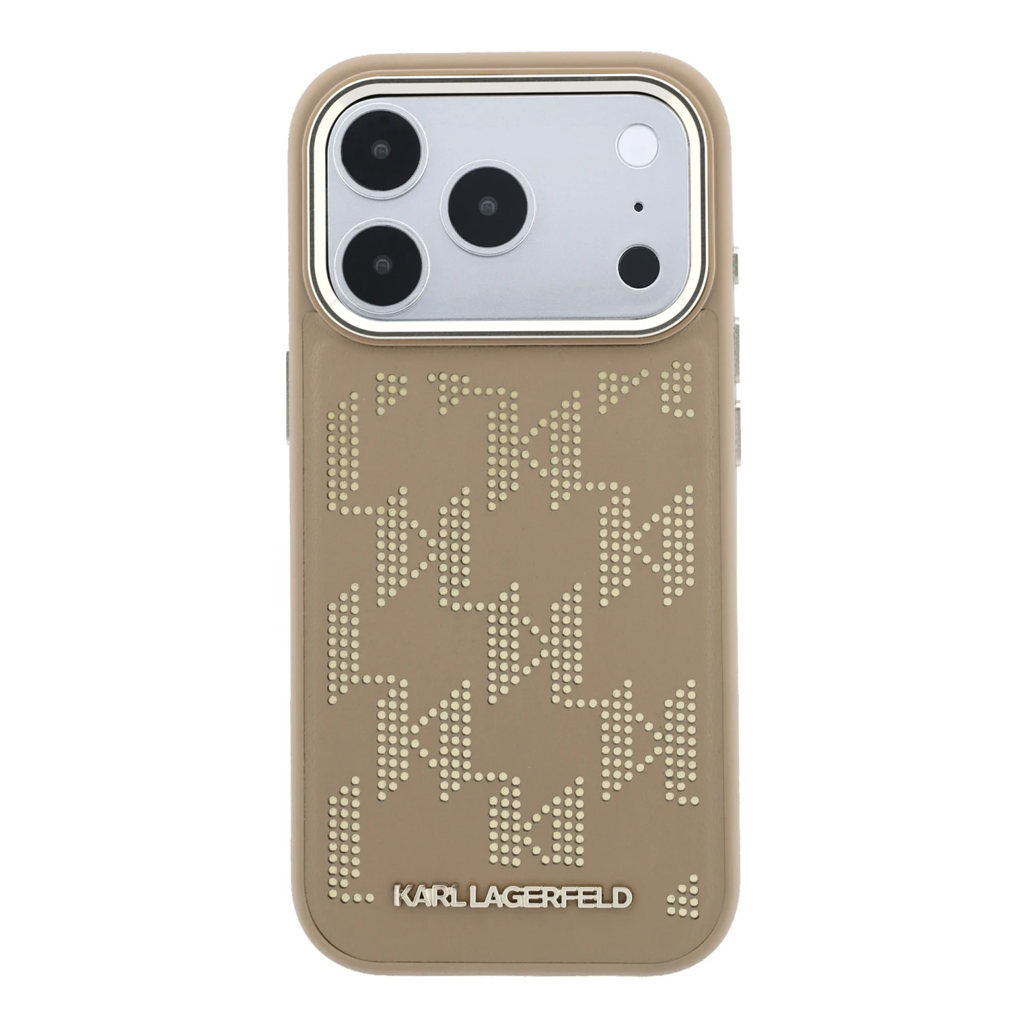 Karl Lagerfeld PU Perforated Monogram MagSafe Zadní Kryt pro iPhone 17 Pro Max Beige
