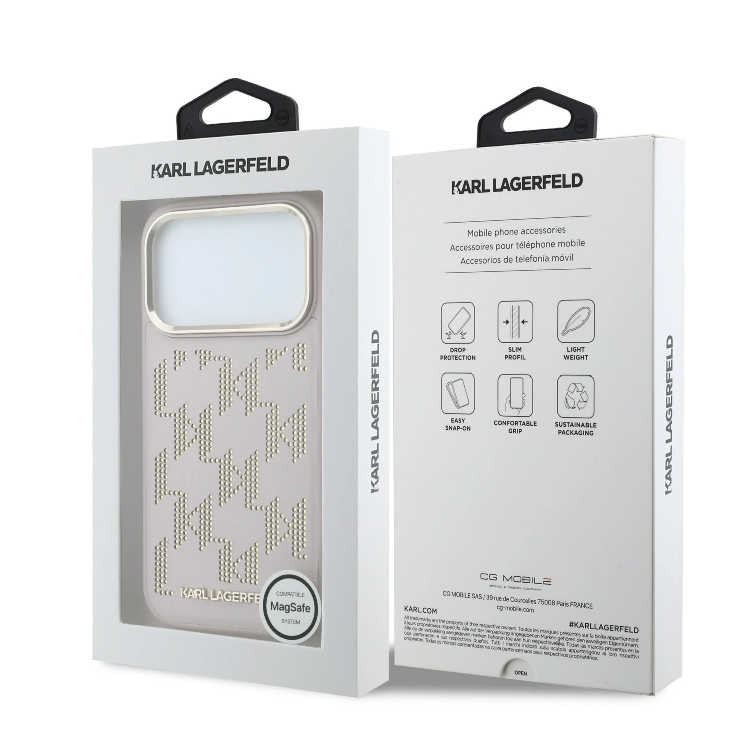 Karl Lagerfeld PU Perforated Monogram MagSafe Zadní Kryt pro iPhone 17 Pro Pink