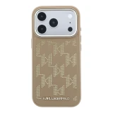 Karl Lagerfeld PU Perforated Monogram MagSafe Zadní Kryt pro iPhone 17 Pro Beige