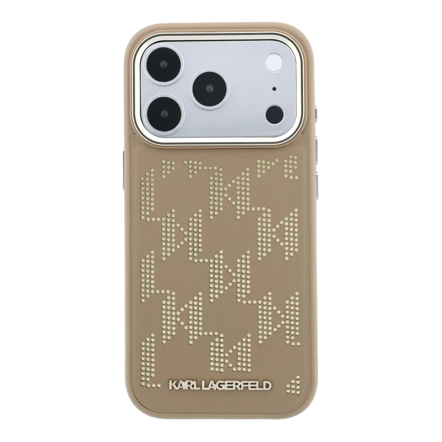 Karl Lagerfeld PU Perforated Monogram MagSafe Zadní Kryt pro iPhone 17 Pro Beige