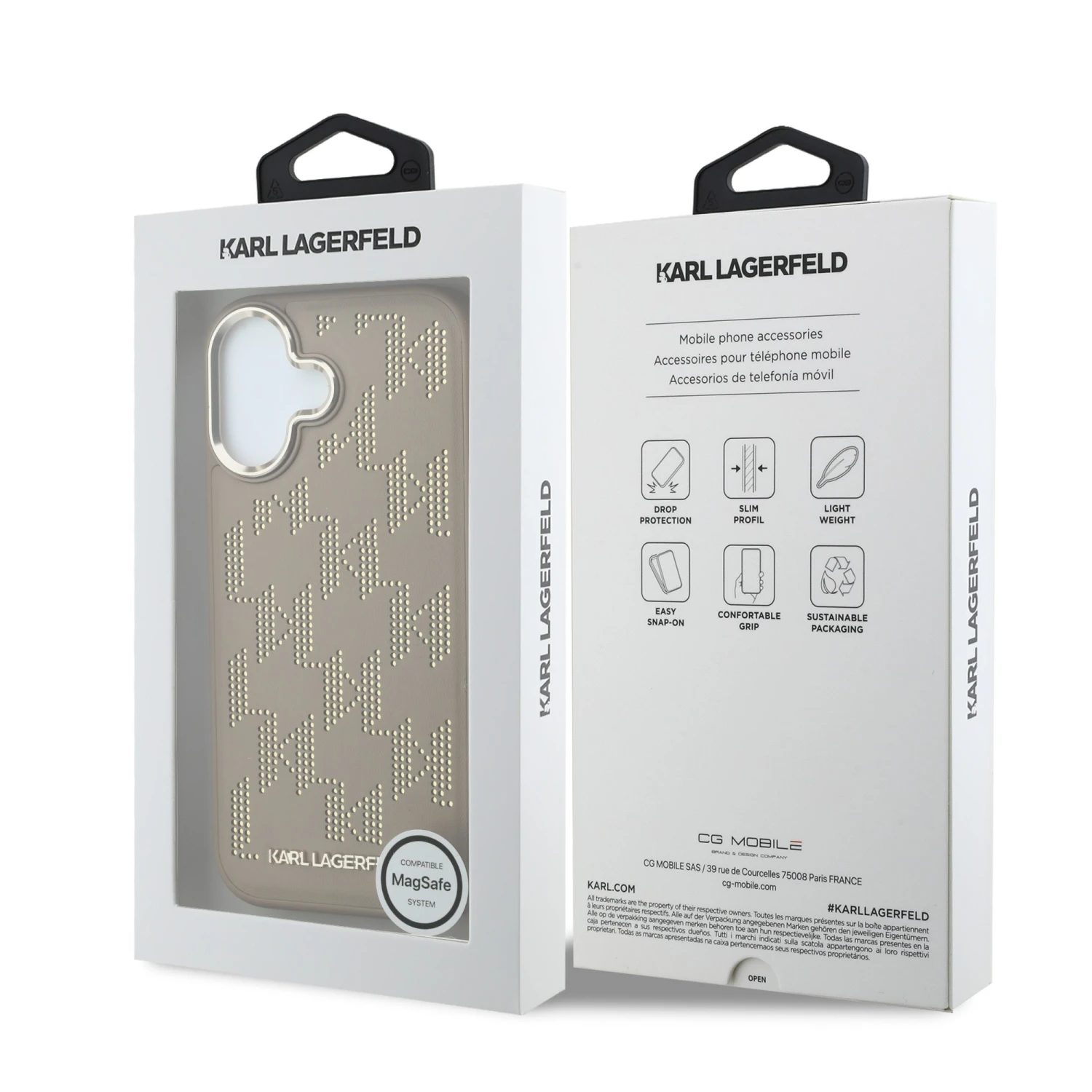 Karl Lagerfeld PU Perforated Monogram MagSafe Zadní Kryt pro iPhone 17 Beige