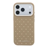 Karl Lagerfeld PU Perforated Gold Dots MagSafe Zadní Kryt pro iPhone 17 Pro Max Beige