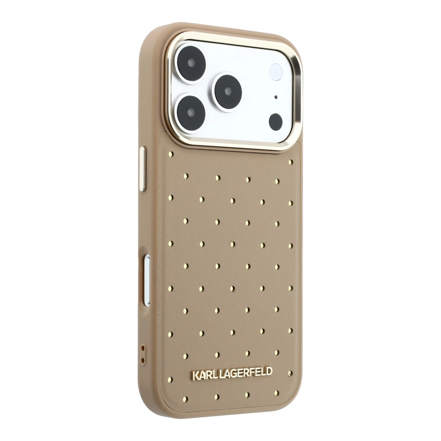 Karl Lagerfeld PU Perforated Gold Dots MagSafe Zadní Kryt pro iPhone 17 Pro Max Beige