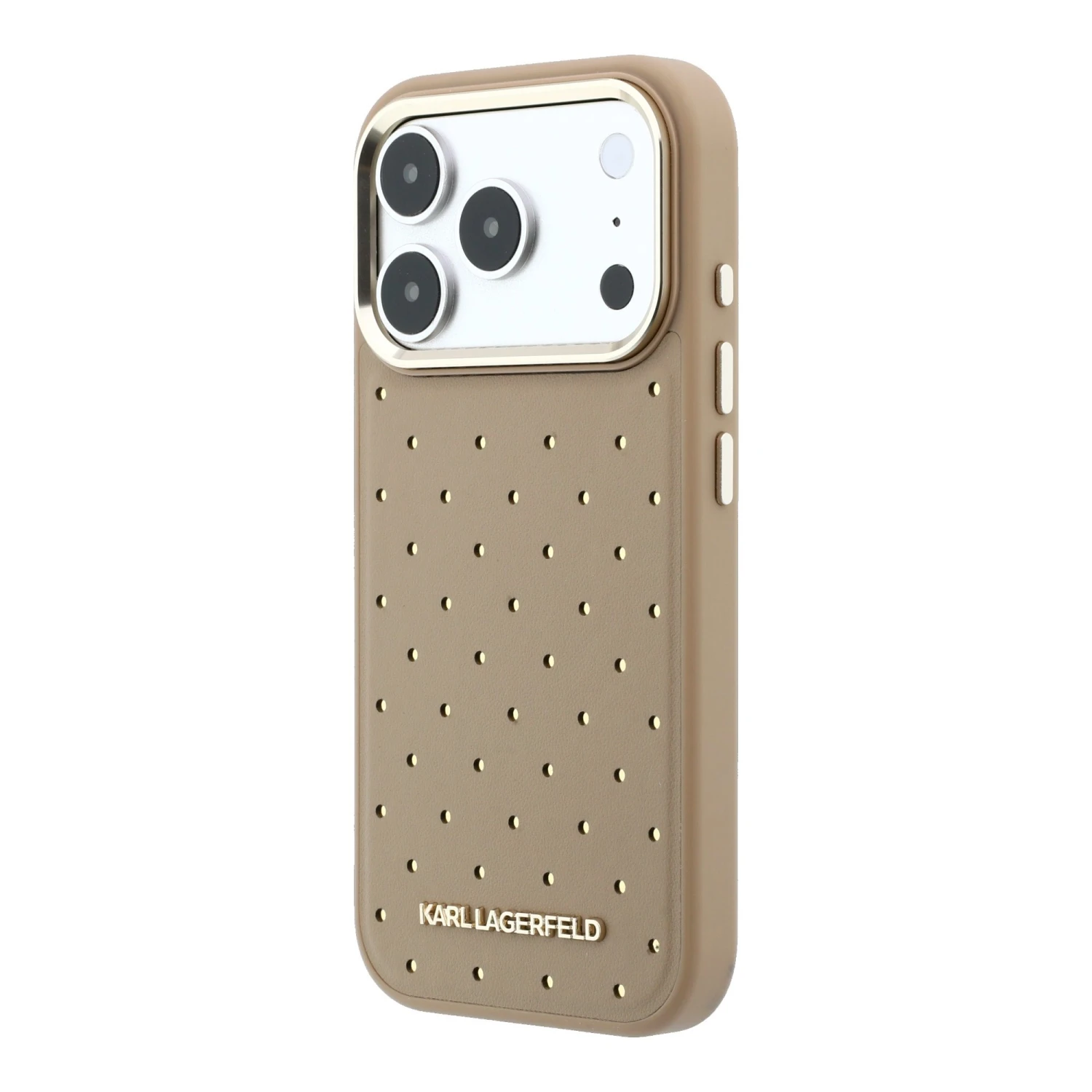 Karl Lagerfeld PU Perforated Gold Dots MagSafe Zadní Kryt pro iPhone 17 Pro Beige