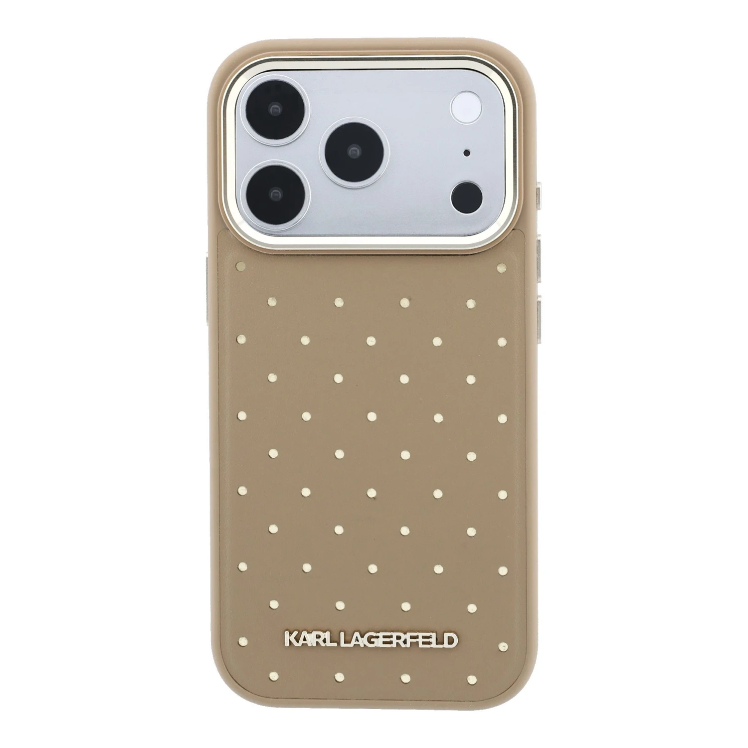 Karl Lagerfeld PU Perforated Gold Dots MagSafe Zadní Kryt pro iPhone 17 Pro Beige