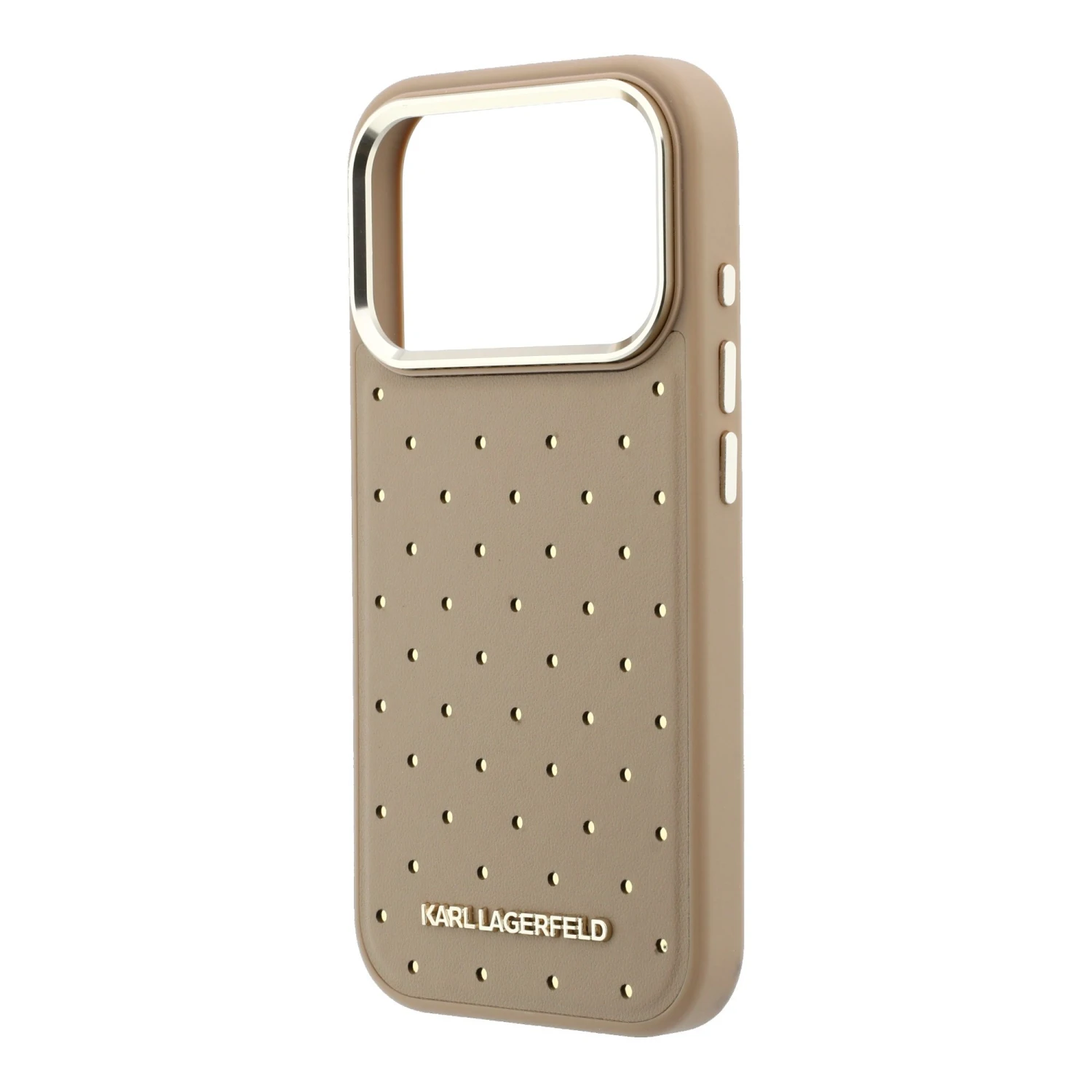 Karl Lagerfeld PU Perforated Gold Dots MagSafe Zadní Kryt pro iPhone 17 Pro Beige