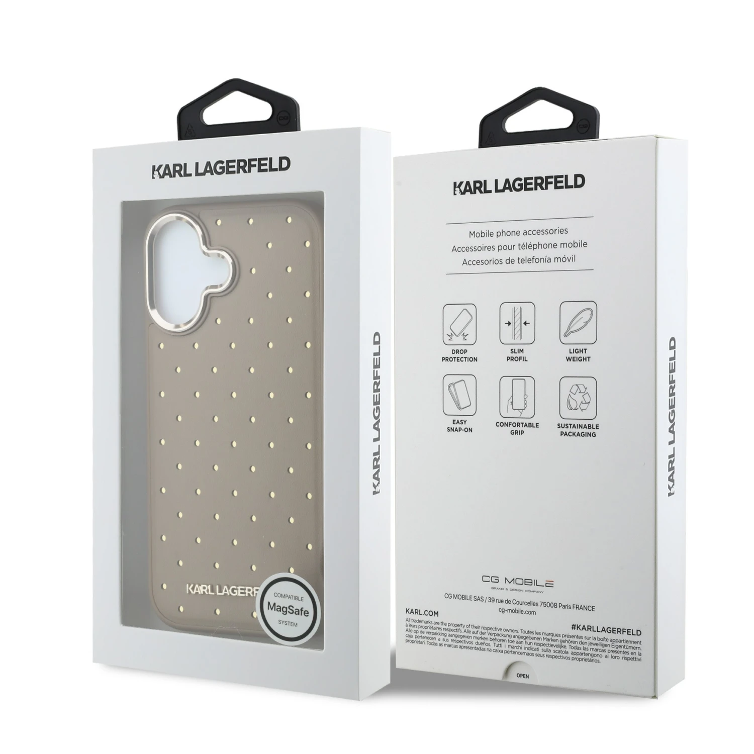 Karl Lagerfeld PU Perforated Gold Dots MagSafe Zadní Kryt pro iPhone 17 Beige