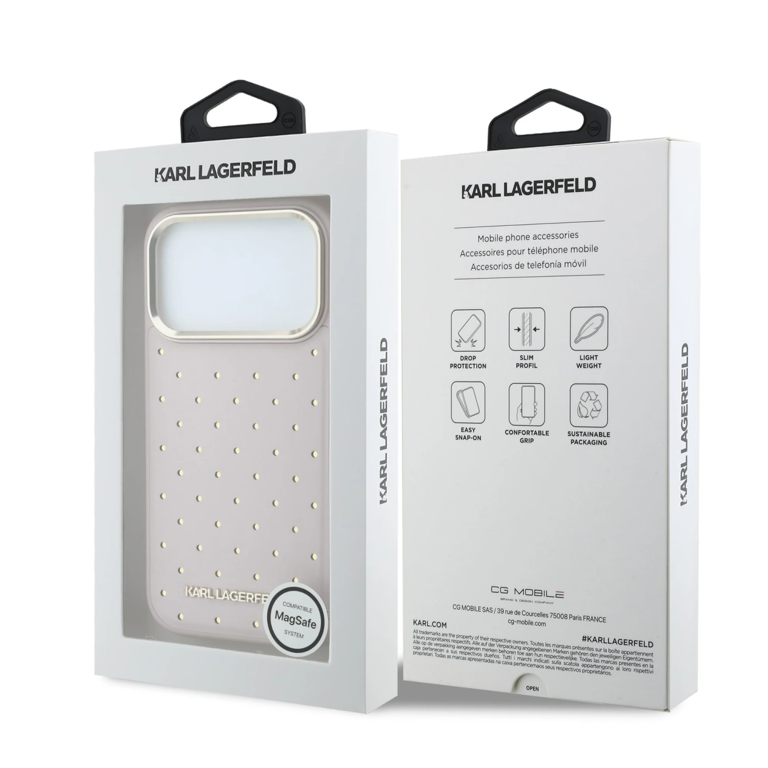 Karl Lagerfeld PU Perforated Gold Dots MagSafe Zadní Kryt pro iPhone 17 Pro Pink