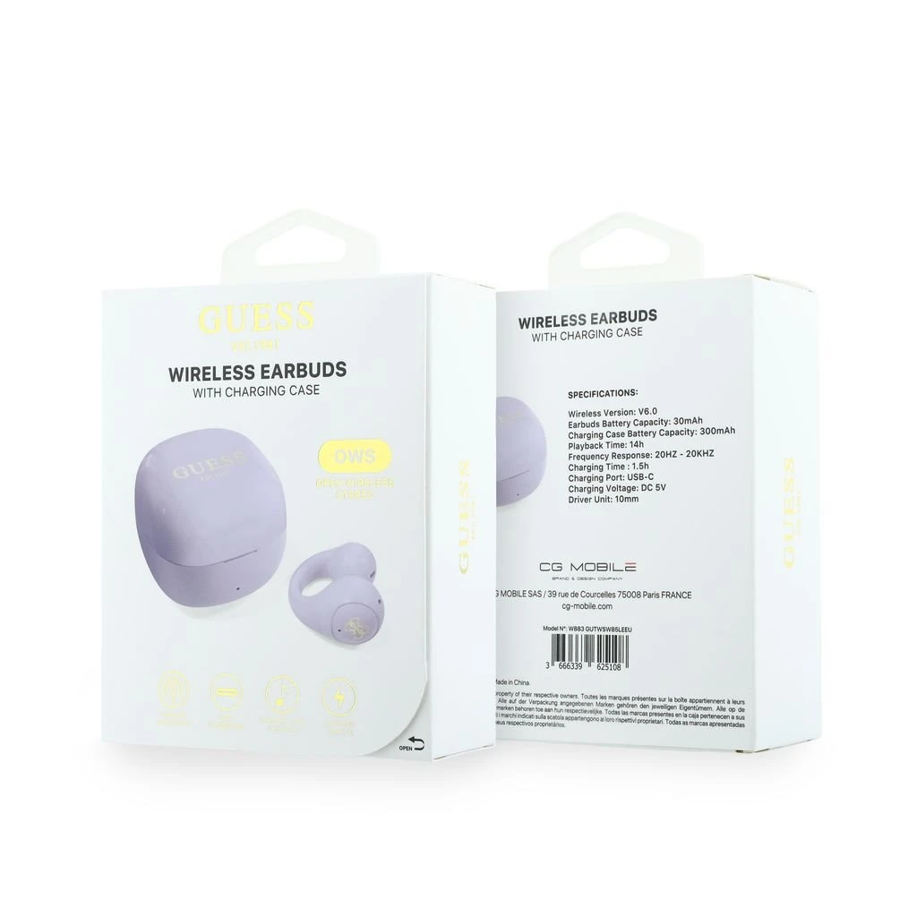 Guess Mini Classic Logo OWS Bezdrátová Sluchátka Purple