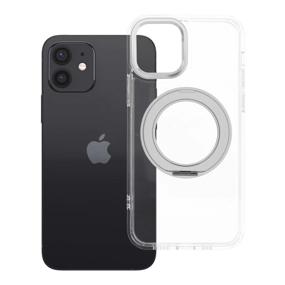 Case for iPhone 12 Frame Circle Stand compatible with MagSafe transparent
