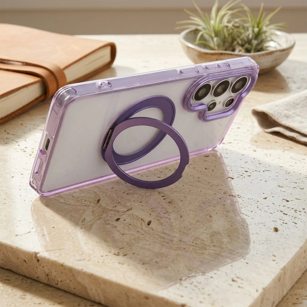 Case for Samsung A57 Frame Circle Stand compatible with MagSafe purple