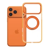 Case for iPhone 17 Pro Max / 18 Pro Max ( low camera edge) Frame Circle Stand compatible with MagSafe orange
