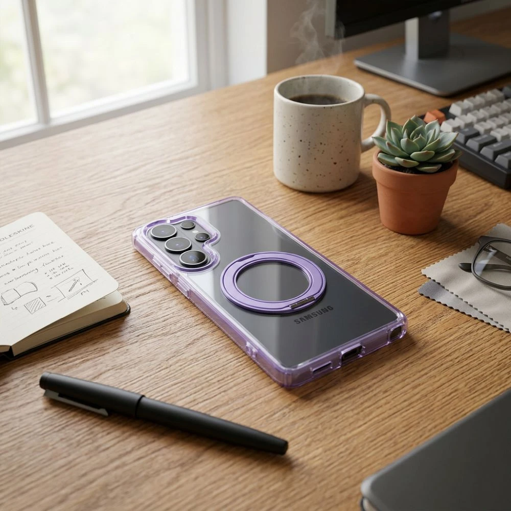 Case for Samsung S26 Ultra Frame Circle Stand compatible with MagSafe purple