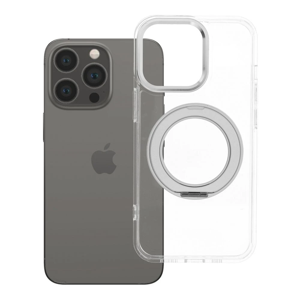 Case for iPhone 13 PRO Frame Circle Stand compatible with MagSafe transparent
