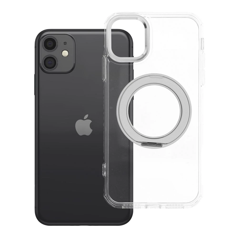 Case for iPhone 11 Frame Circle Stand compatible with MagSafe transparent