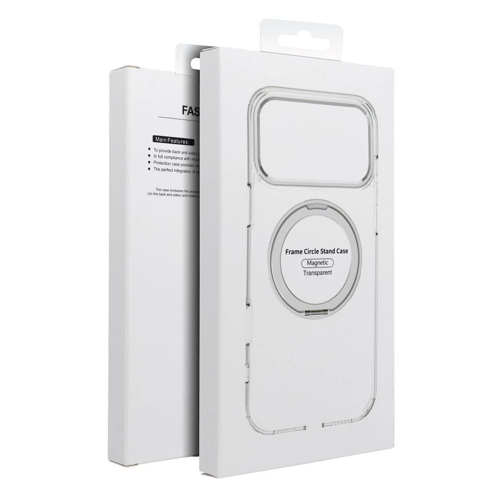 Case for iPhone 15 PRO Frame Circle Stand compatible with MagSafe transparent
