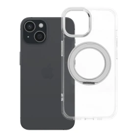 Case for iPhone 15 Frame Circle Stand compatible with MagSafe transparent