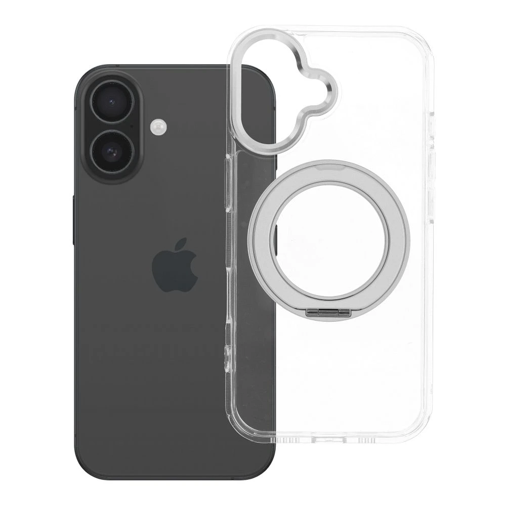 Case for iPhone 16 Frame Circle Stand compatible with MagSafe transparent