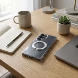 Case for Samsung A27 Frame Circle Stand compatible with MagSafe transparent