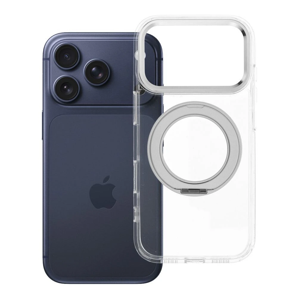 Case for iPhone 17 Pro / 18 Pro Frame Circle Stand compatible with MagSafe transparent