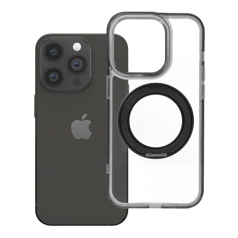 Case for iPhone 14 PRO Frame Circle Stand compatible with MagSafe black