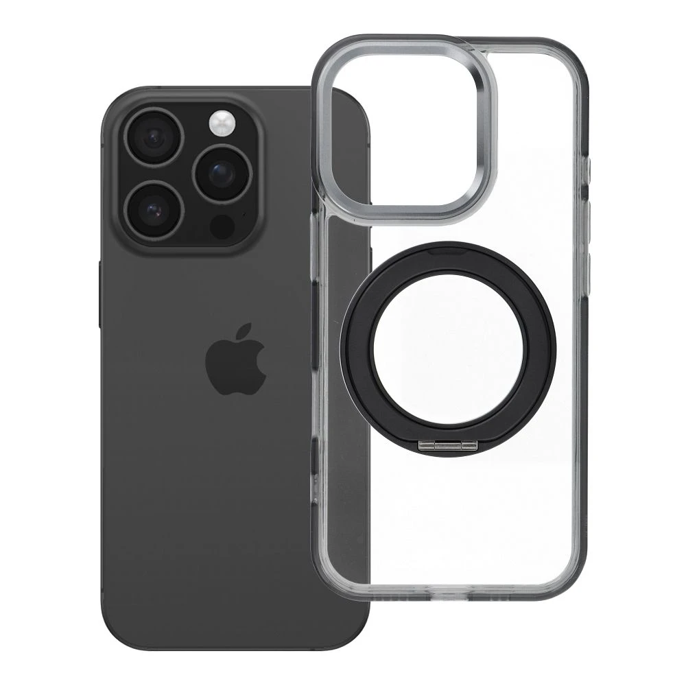 Case for iPhone 16 PRO Frame Circle Stand compatible with MagSafe black