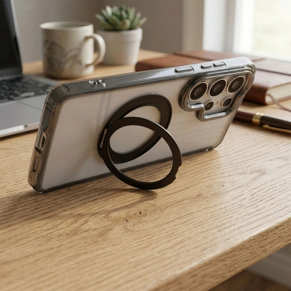 Case for Samsung A57 Frame Circle Stand compatible with MagSafe black
