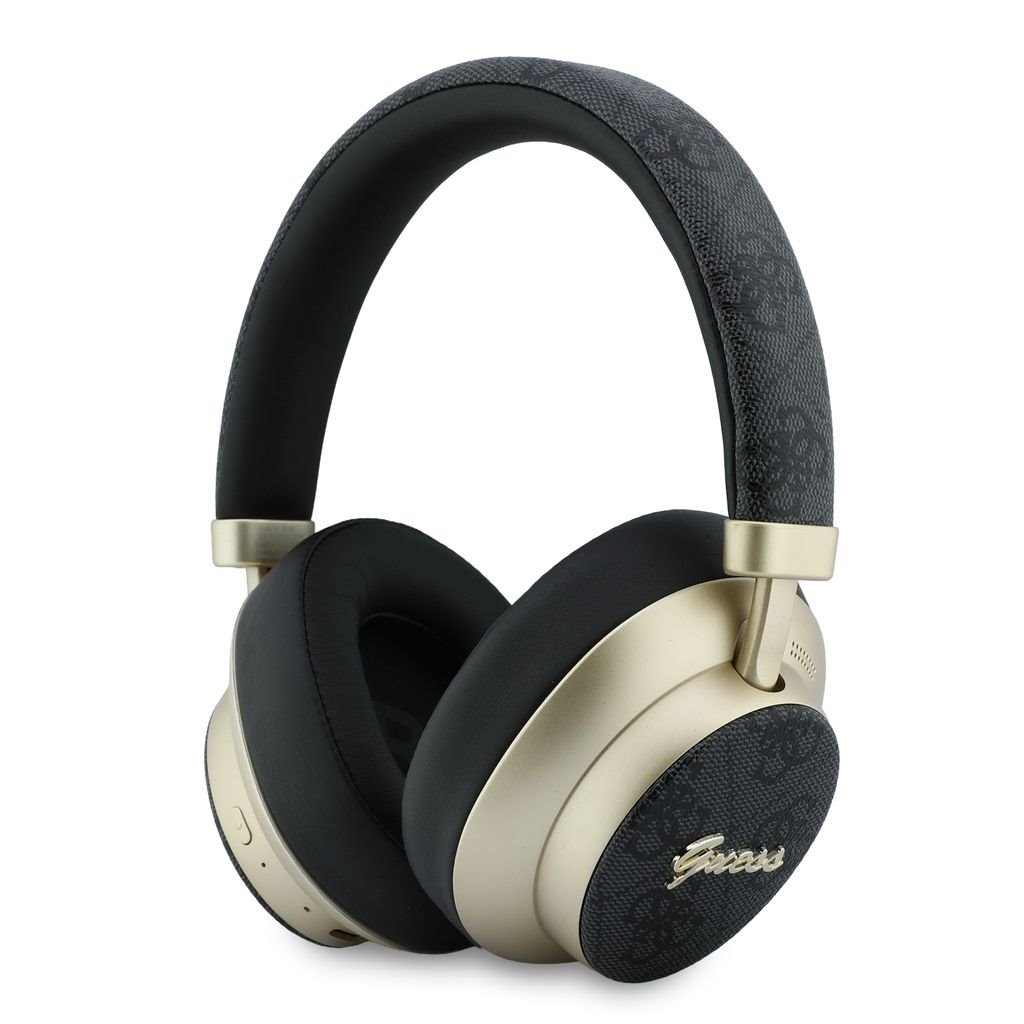 Guess PU 4G Gold Script Metal Logo ENC černá