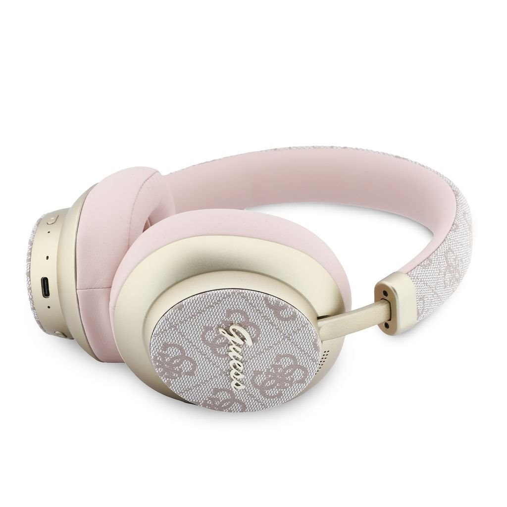 Guess PU 4G Gold Script Metal Logo ENC růžová