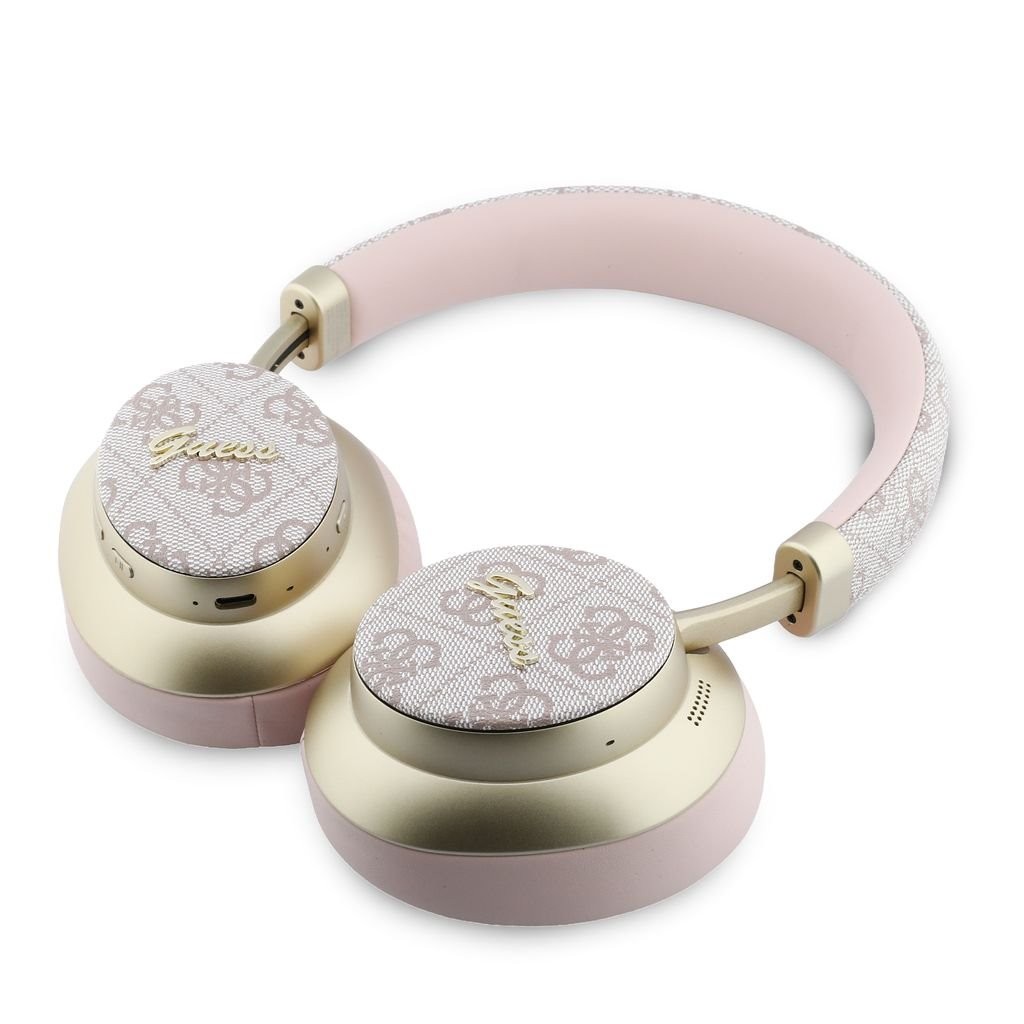 Guess PU 4G Gold Script Metal Logo ENC růžová