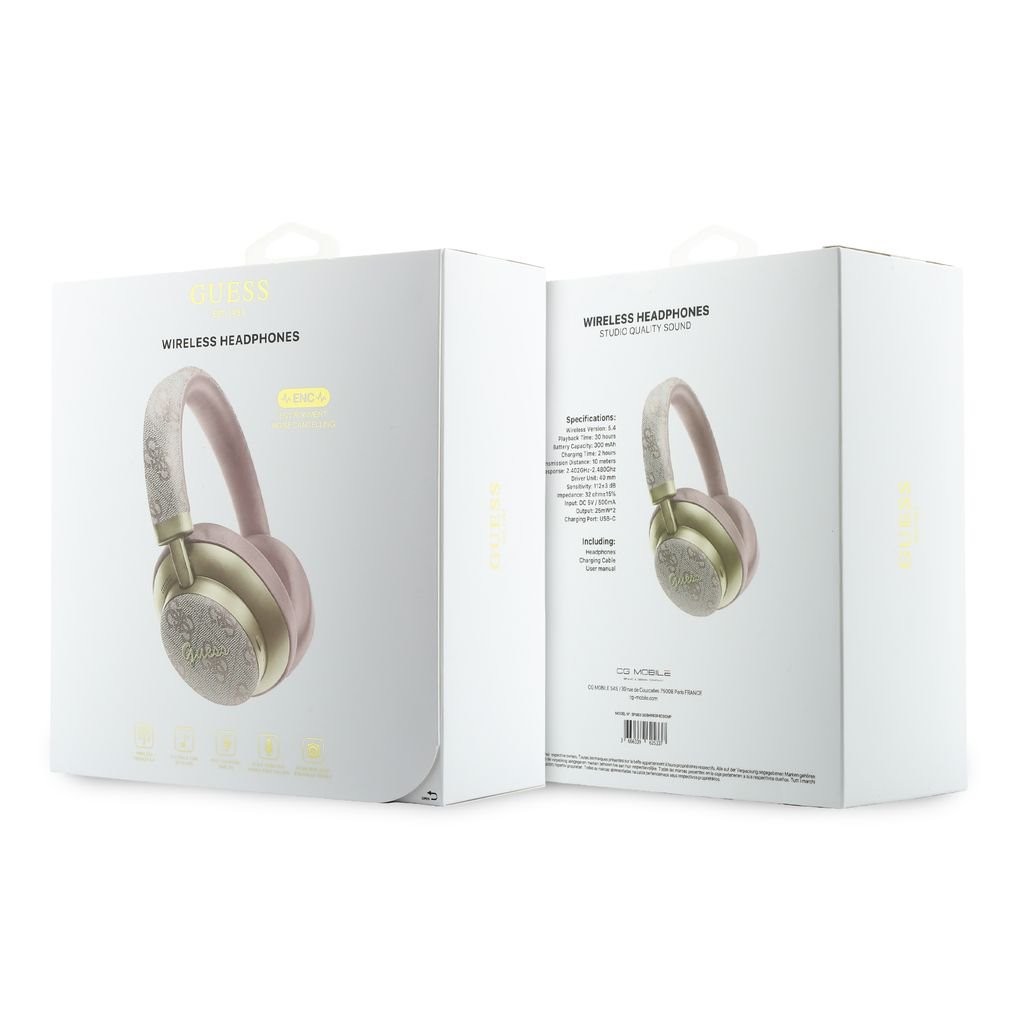 Guess PU 4G Gold Script Metal Logo ENC růžová