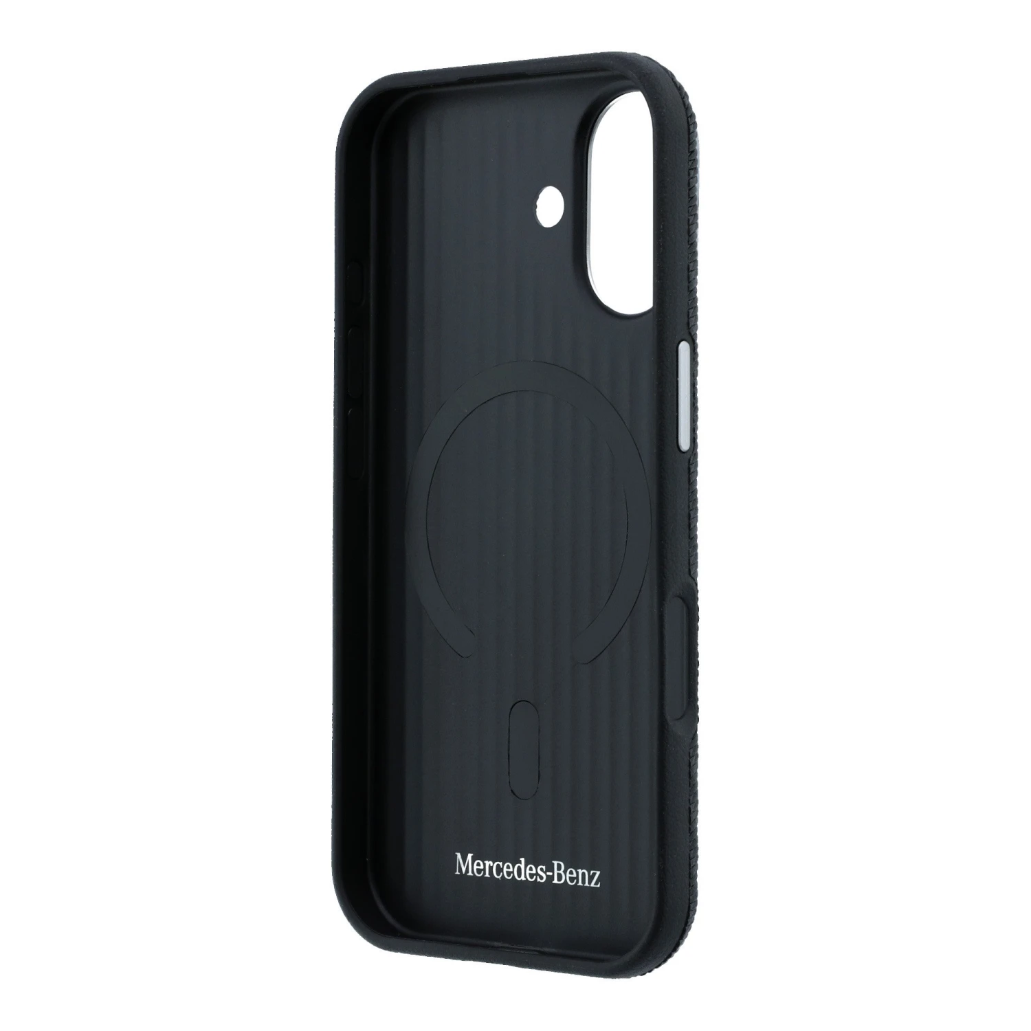 Mercedes PU Leather Wood Semi Wrap MagSafe Zadní Kryt pro iPhone 17 Black