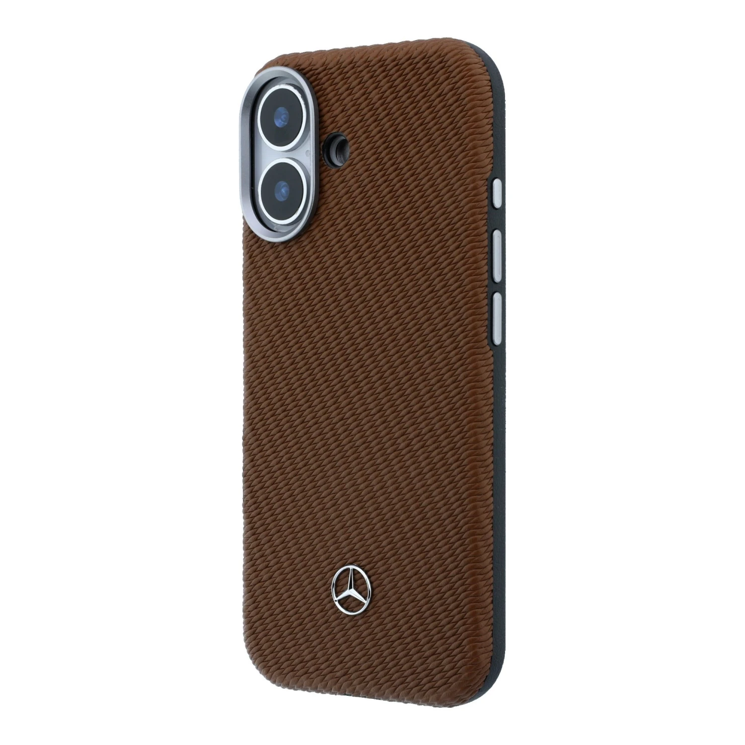 Mercedes PU Leather Wood Semi Wrap MagSafe Zadní Kryt pro iPhone 17 Camel