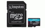 Paměťová karta 512GB Kingston microSDXC Canvas Go Plus Gen4 200MB/s A2 U3 V30 s adaptérem
