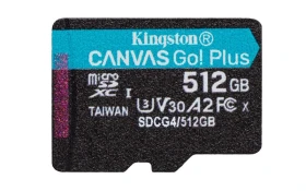 Paměťová karta 512GB Kingston microSDXC Canvas Go Plus Gen4 200MB/s A2 U3 V30 s adaptérem