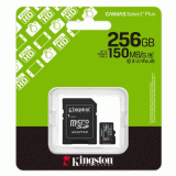 Paměťová karta 256GB Kingston microSDXC Canvas SelectPlus Gen3 150MB/s A1 s adaptérem