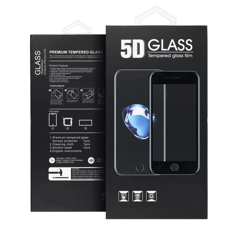 5D Full Glue Tempered Glass - for Motorola G57 POWER / G57 / G67 POWER black