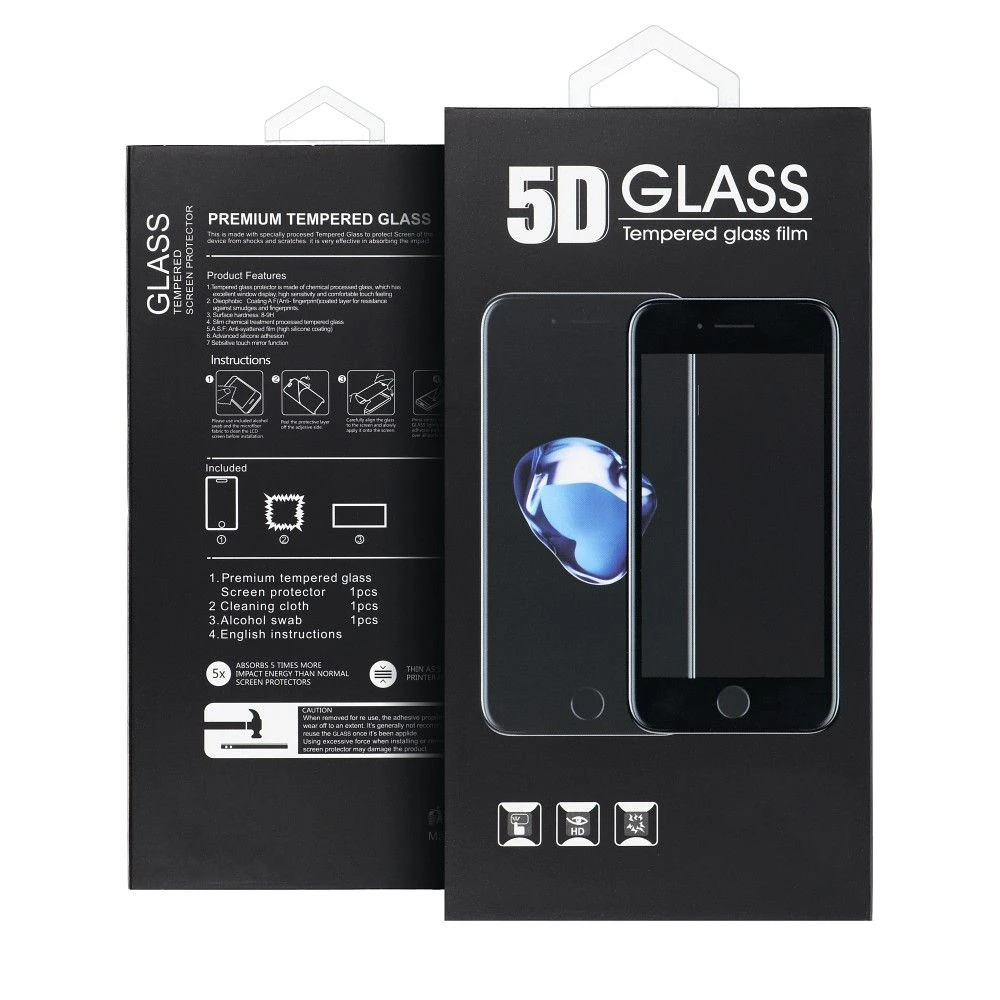 5D Full Glue Tempered Glass - for Xiaomi Redmi Note 9 5G black
