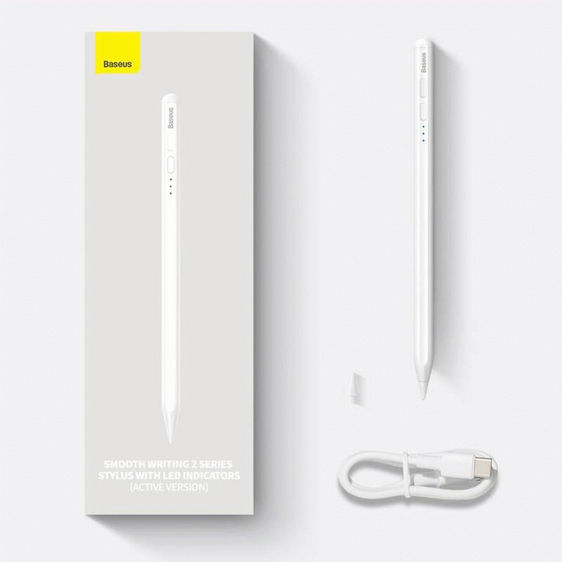 Stylus Baseus Smooth Writing 2 s LED indikátory, bílá