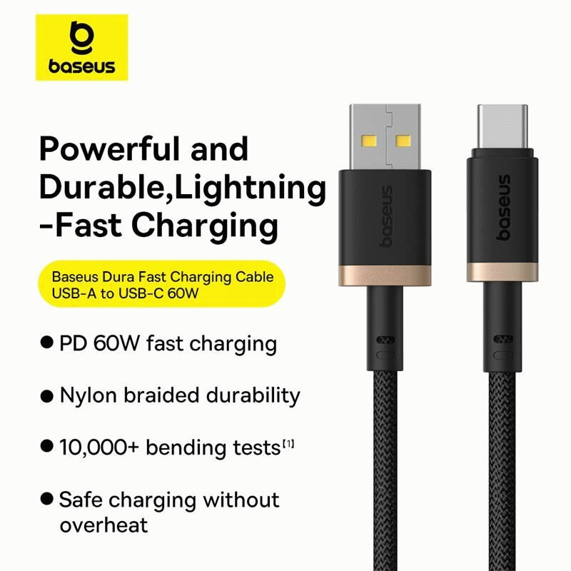 Kabel Baseus Dura USB/USB-C 1m 60W, černo/zlatá