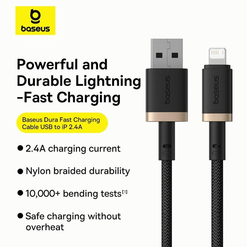 Kabel Baseus Dura USB/Lightning 1m 2.4A, černo/zlatá